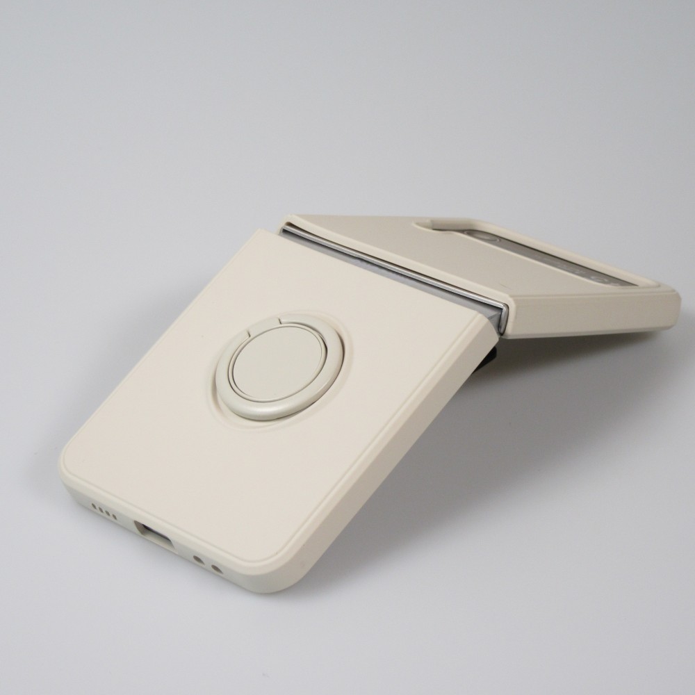 Coque Samsung Galaxy Z Flip4 - Soft Touch avec anneau - Beige