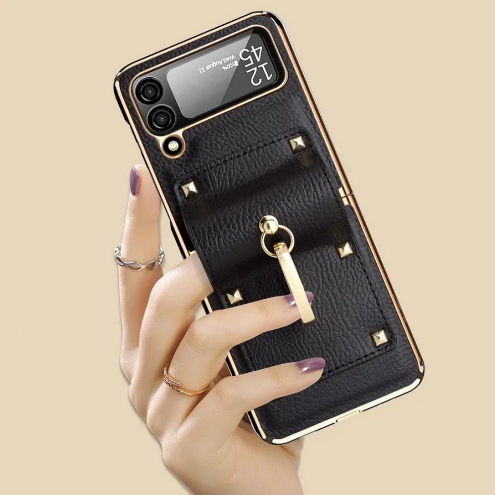 Coque Samsung Galaxy Z Flip4 - Luxury cuir anneau - Rose