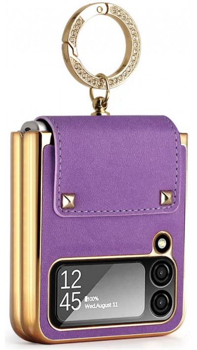 Galaxy Z Flip4 Case Hülle - Luxury Leder Ring - Violett
