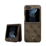 Galaxy Z Flip5 Case Hülle - Guess Monogramm Kunstleder Metall-Logo und Strass - Braun