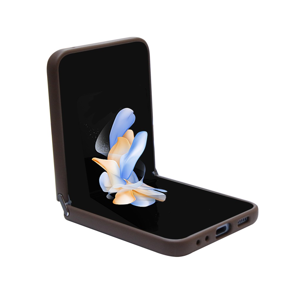 Galaxy Z Flip5 Case Hülle - Guess Monogramm Kunstleder Metall-Logo und Strass - Braun