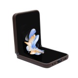 Galaxy Z Flip5 Case Hülle - Guess Monogramm Kunstleder Metall-Logo und Strass - Braun