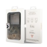 Galaxy Z Flip5 Case Hülle - Guess Monogramm Kunstleder Metall-Logo und Strass - Braun