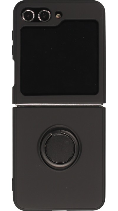 Galaxy Z Flip5 Case Hülle - Soft Touch mit Ring - Schwarz