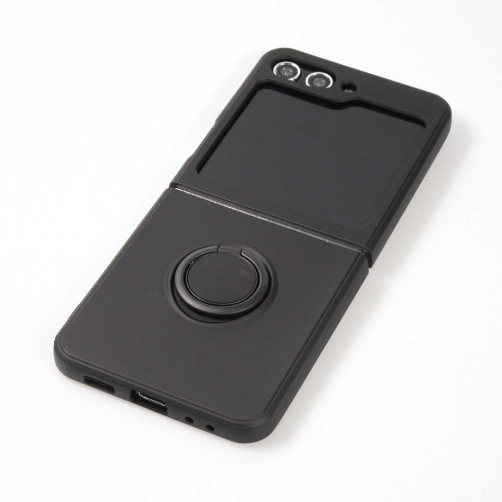 Galaxy Z Flip5 Case Hülle - Soft Touch mit Ring - Schwarz