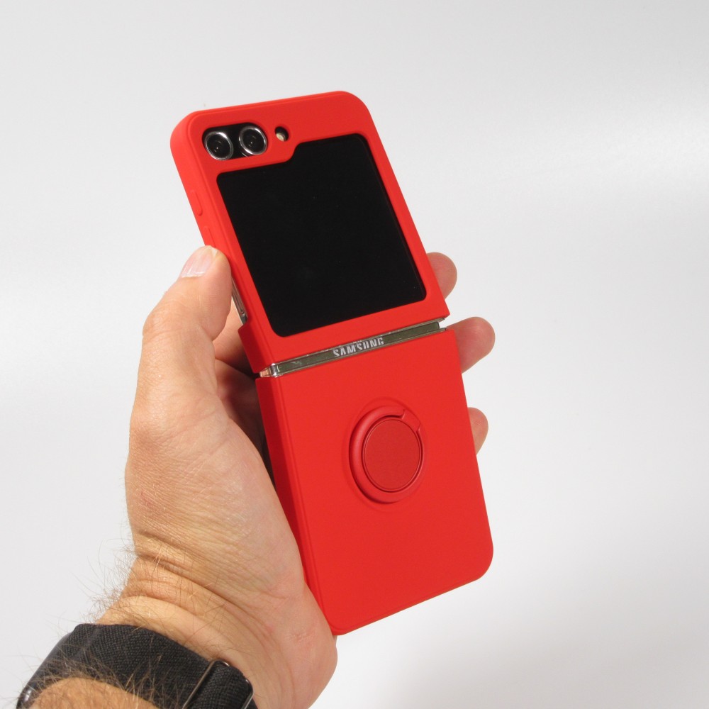 Galaxy Z Flip5 Case Hülle - Soft Touch mit Ring - Rot