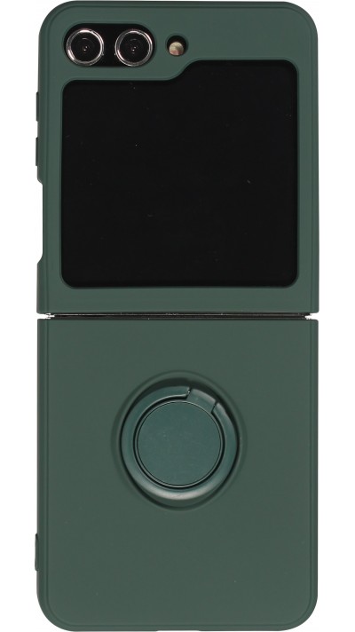 Galaxy Z Flip5 Case Hülle - Soft Touch mit Ring - Dunkelgrün