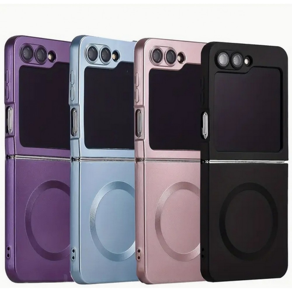 Samsung Galaxy Z Flip7 Case Hülle - Weiches faltbares Silikon mit MagSafe und Kameraschutz - Schwarz