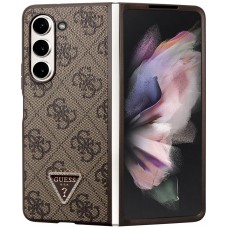 Samsung Galaxy Z Fold5 Case Hülle - Guess Monogramm Kunstleder Metall-Logo und Strass - Braun