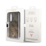Samsung Galaxy Z Fold5 Case Hülle - Guess Monogramm Kunstleder Metall-Logo und Strass - Braun