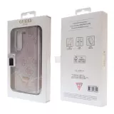 Samsung Galaxy Z Fold5 Case Hülle - Guess Monogramm Kunstleder Metall-Logo und Strass - Hellrosa