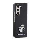 Coque Samsung Galaxy Z Fold5 - Karl Lagerfeld et Choupette similicuir saffiano avec logo métallique 3D - Noir