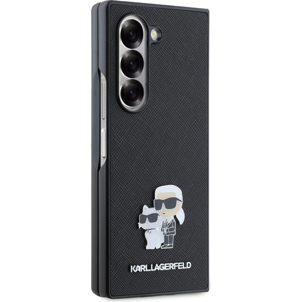 Galaxy Z Fold6 Case Hülle - Karl Lagerfeld Saffiano mit Karl und Choupette Metall-Logo - Schwarz