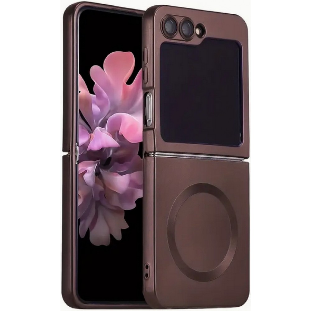 Galaxy Z Flip6 Case Hülle - Weiches faltbares Silikon mit MagSafe und Kameraschutz - Braun