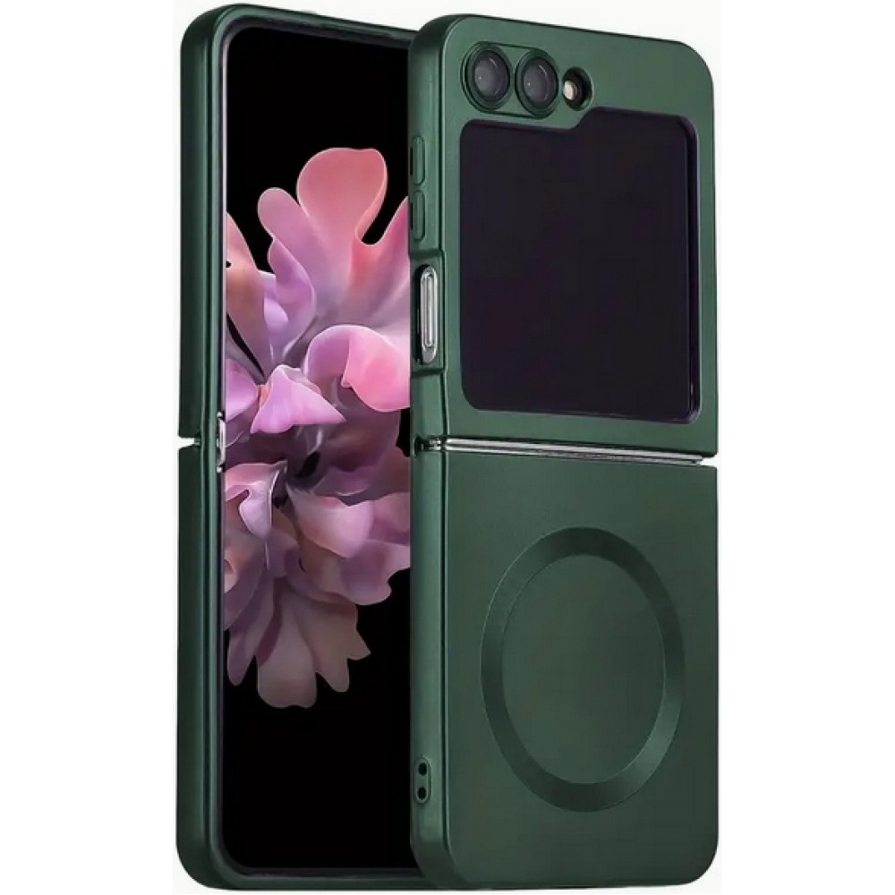 Galaxy Z Flip6 Case Hülle - Weiches faltbares Silikon mit MagSafe und Kameraschutz - Grün