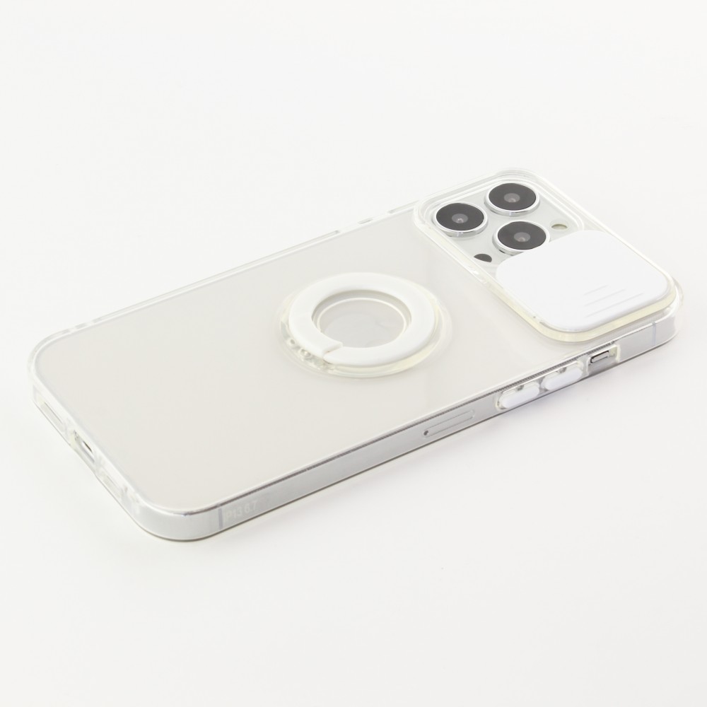 iPhone 13 Pro Max Case Hülle - mit Kamera-Slider und Ring - Weiss