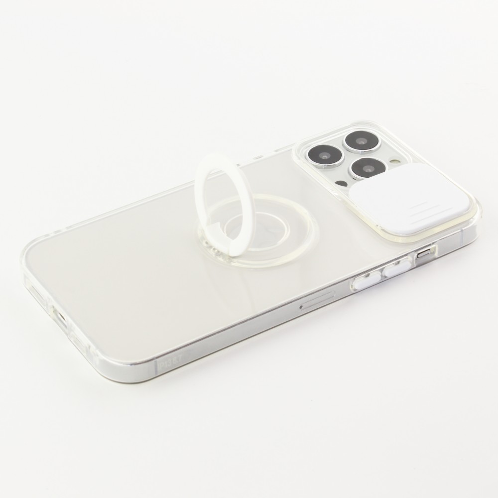 iPhone 13 Pro Max Case Hülle - mit Kamera-Slider und Ring - Weiss
