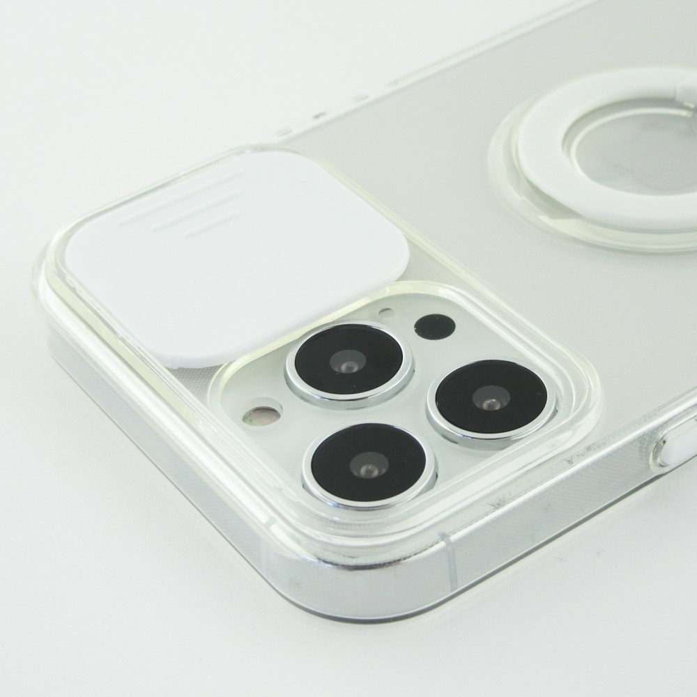 iPhone 13 Pro Max Case Hülle - mit Kamera-Slider und Ring - Weiss