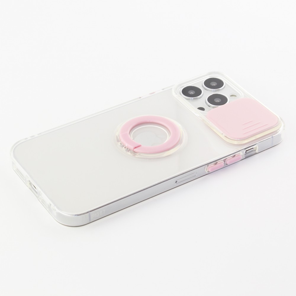 iPhone 14 Pro Max Case Hülle - mit Kamera-Slider und Ring - Rosa