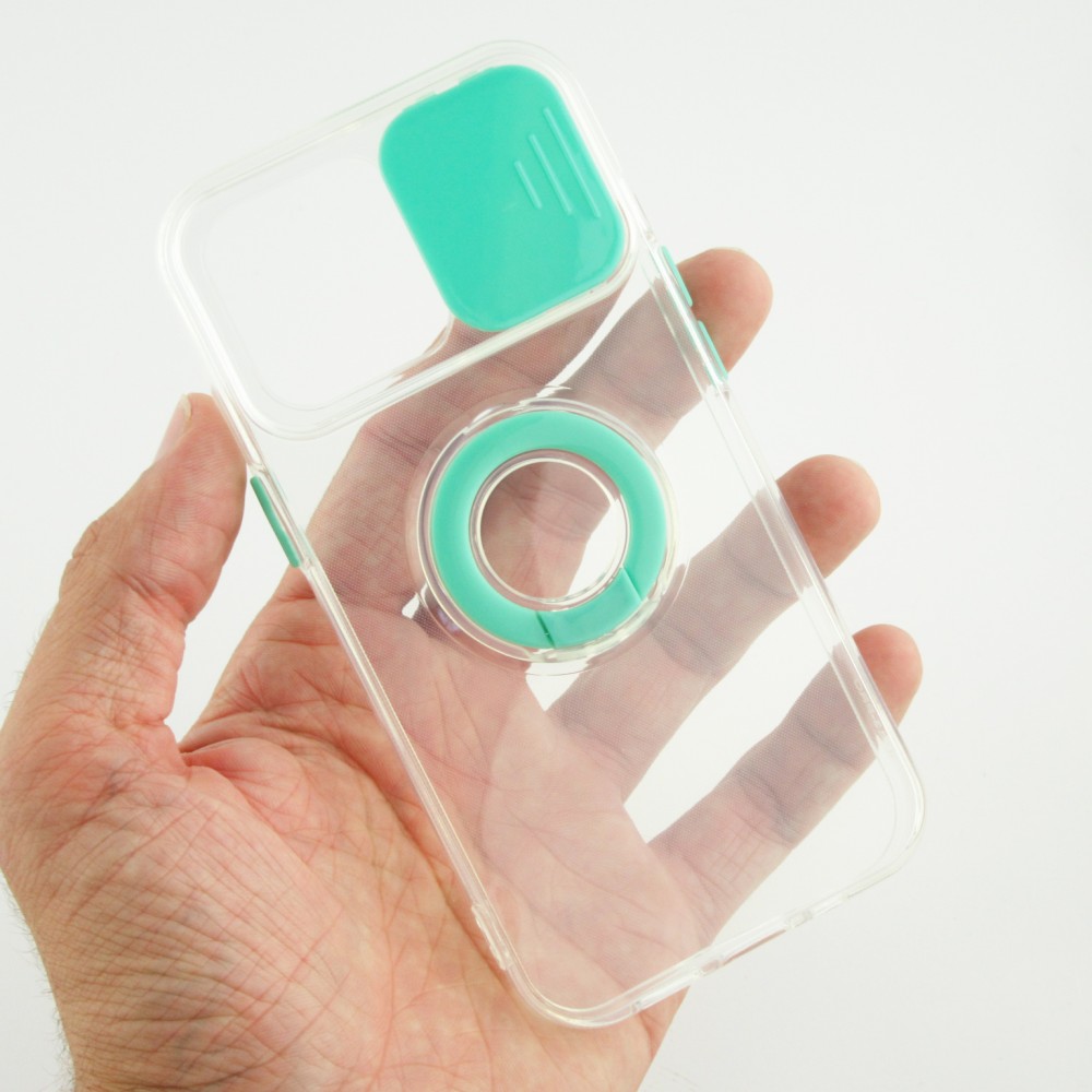iPhone 13 Pro Case Hülle - mit Kamera-Slider und Ring - Türkis