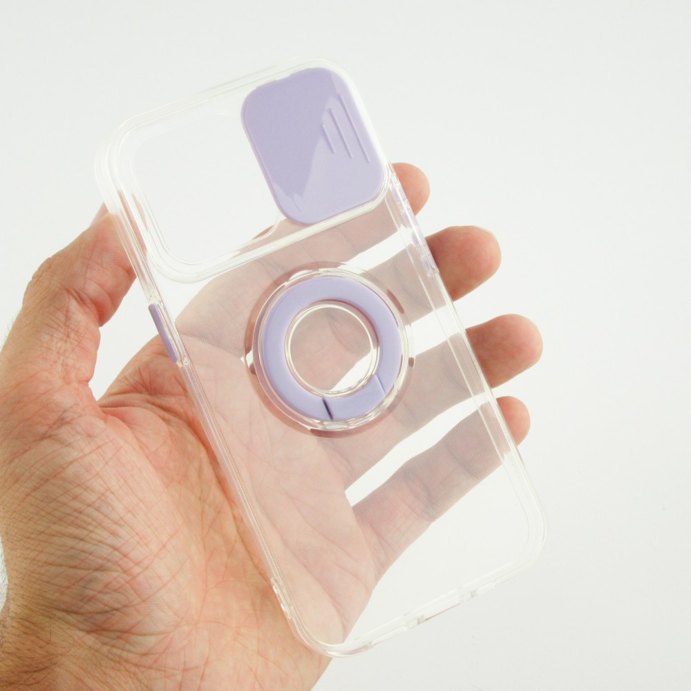 iPhone 14 Pro Max Case Hülle - mit Kamera-Slider und Ring - Violett