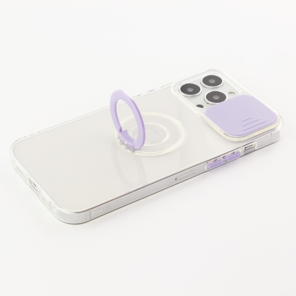 iPhone 14 Pro Max Case Hülle - mit Kamera-Slider und Ring - Violett