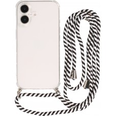 Hülle Samsung iPhone 16 Pro Max - Gummi transparent mit Seil - Weiss / Schwarz