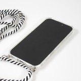 Hülle Samsung iPhone 16 Pro Max - Gummi transparent mit Seil - Weiss / Schwarz
