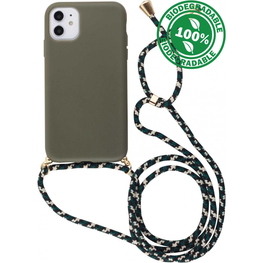 Hülle Samsung Galaxy S25 - Bio Eco-Friendly Vegan mit Handykette Necklace - Dunkelgrün
