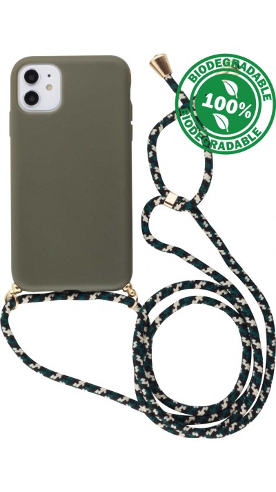 Hülle iPhone 12 Pro Max - Bio Eco-Friendly Vegan mit Handykette Necklace - Dunkelgrün
