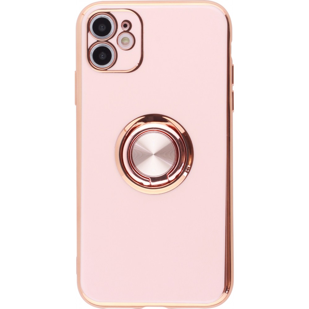 Hülle iPhone Xs Max - Gummi Bronze mit Ring - Rosa