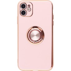 Hülle iPhone Xs Max - Gummi Bronze mit Ring - Rosa