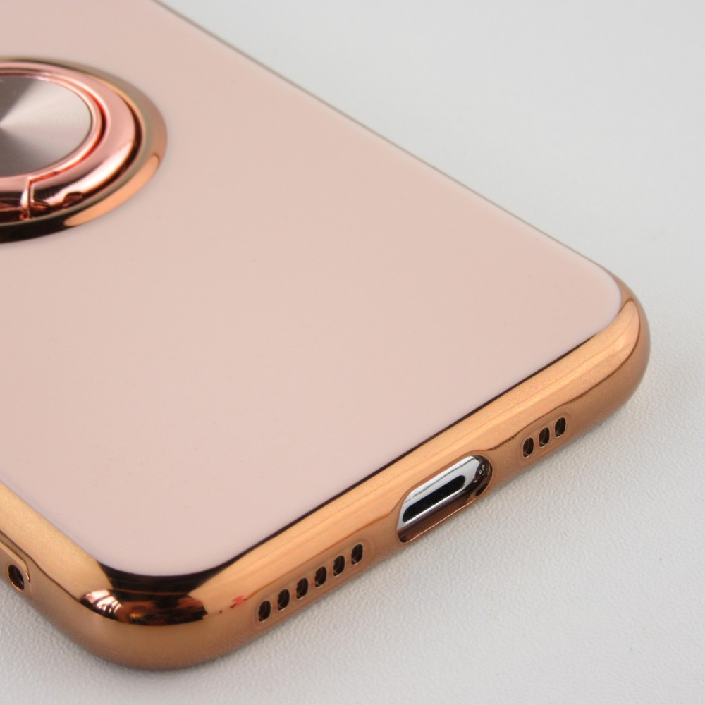 Hülle iPhone Xs Max - Gummi Bronze mit Ring - Rosa