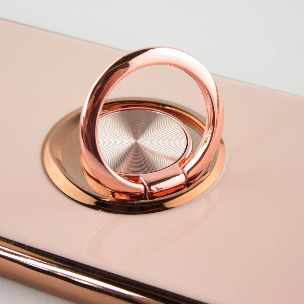 Hülle iPhone Xs Max - Gummi Bronze mit Ring - Rosa