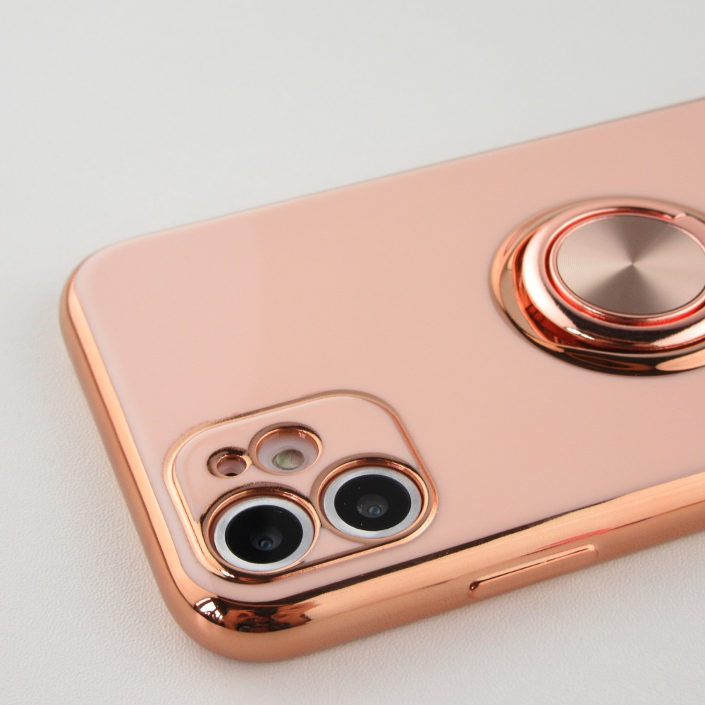 Hülle iPhone Xs Max - Gummi Bronze mit Ring - Rosa