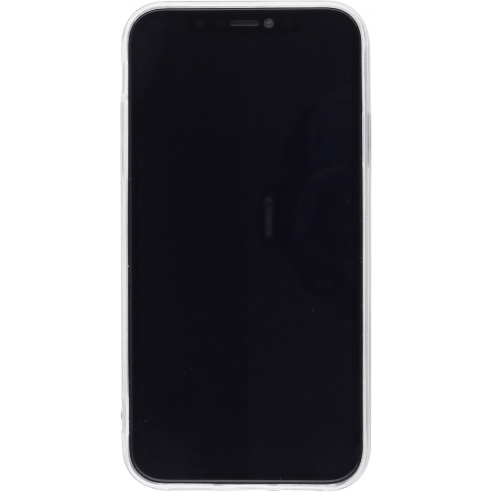 Hülle iPhone Xs Max - Gummi silberner Pailletten mit Ring - Transparent