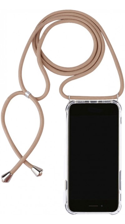 Hülle iPhone 15 Plus - Gummi transparent mit Seil beige