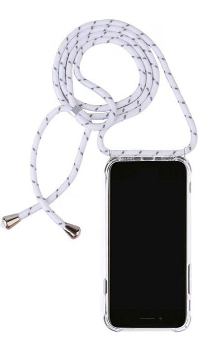Hülle Samsung Galaxy S25 - Gummi transparent mit Seil - Weiss gefleckt
