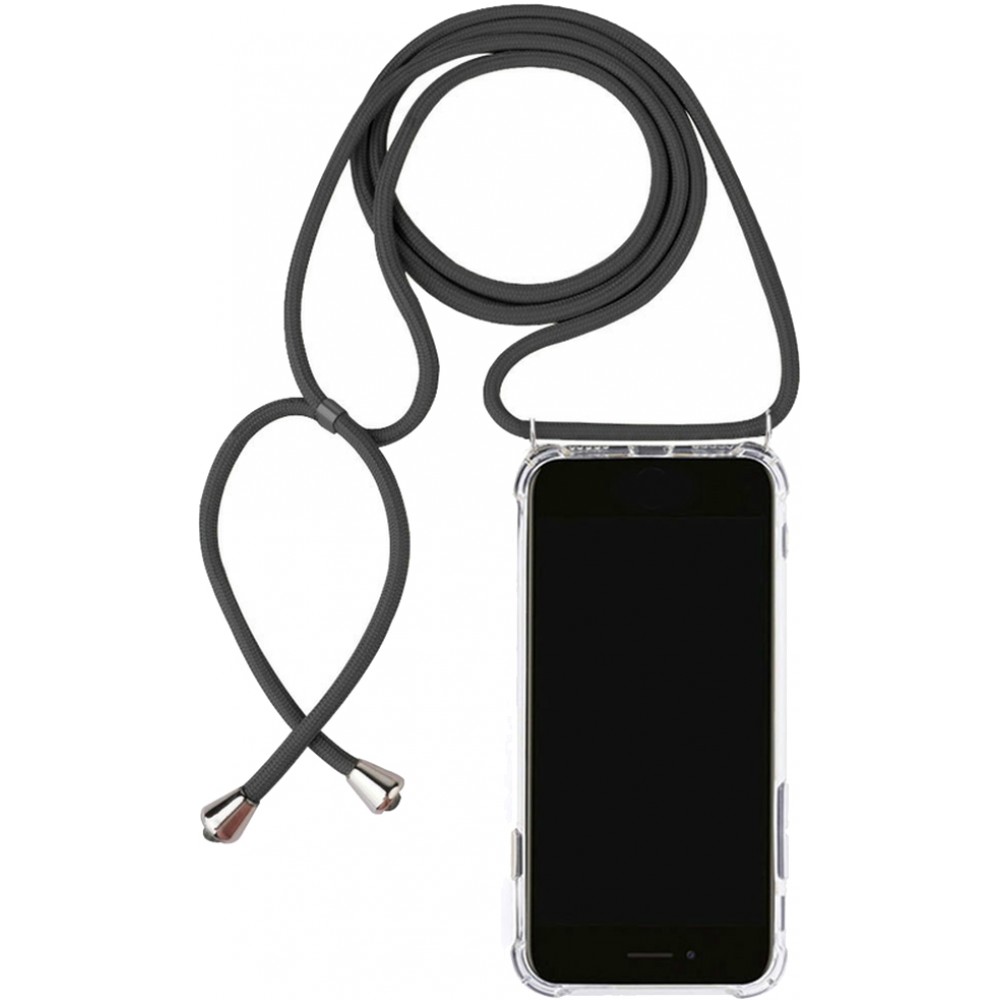 Hülle iPhone 12 / 12 Pro - Gummi transparent mit Seil - Grau