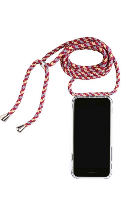 Hülle iPhone 15 Plus - Gummi transparent mit Seil gold - Rot