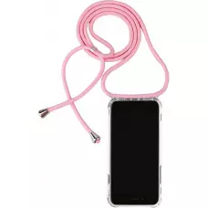 Hülle iPhone 16e - Gummi transparent mit Seil - Rosa
