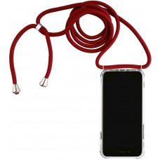 Hülle Samsung Galaxy S25+ - Gummi transparent mit Seil - Rot