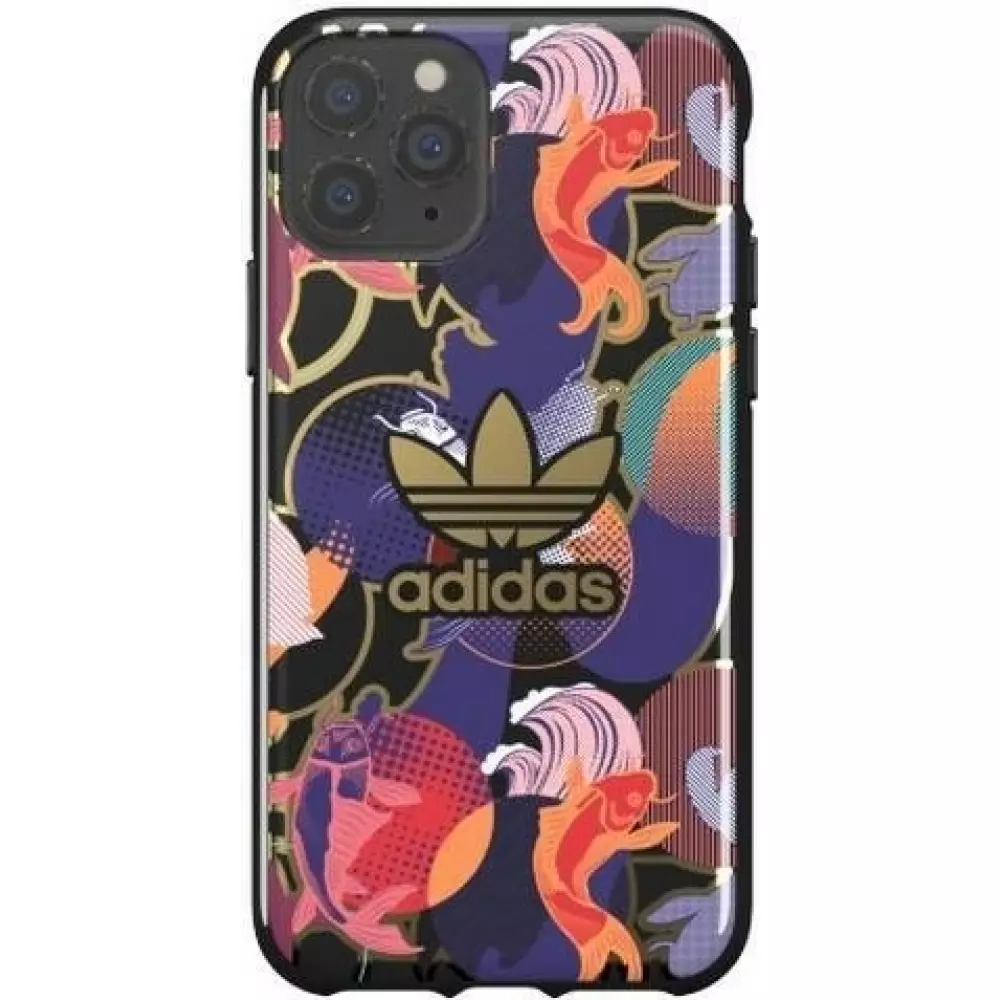 iPhone 12 Pro Max Case Hülle - Adidas starres Gel japanisch inspiriertes Design mit goldenem Logo - Multicolor