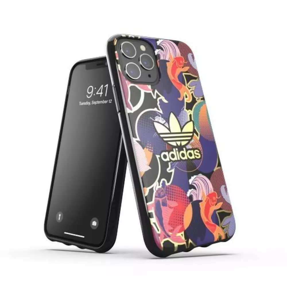 iPhone 12 Pro Max Case Hülle - Adidas starres Gel japanisch inspiriertes Design mit goldenem Logo - Multicolor