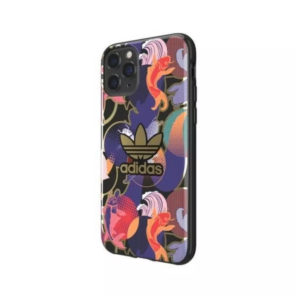 iPhone 12 Pro Max Case Hülle - Adidas starres Gel japanisch inspiriertes Design mit goldenem Logo - Multicolor