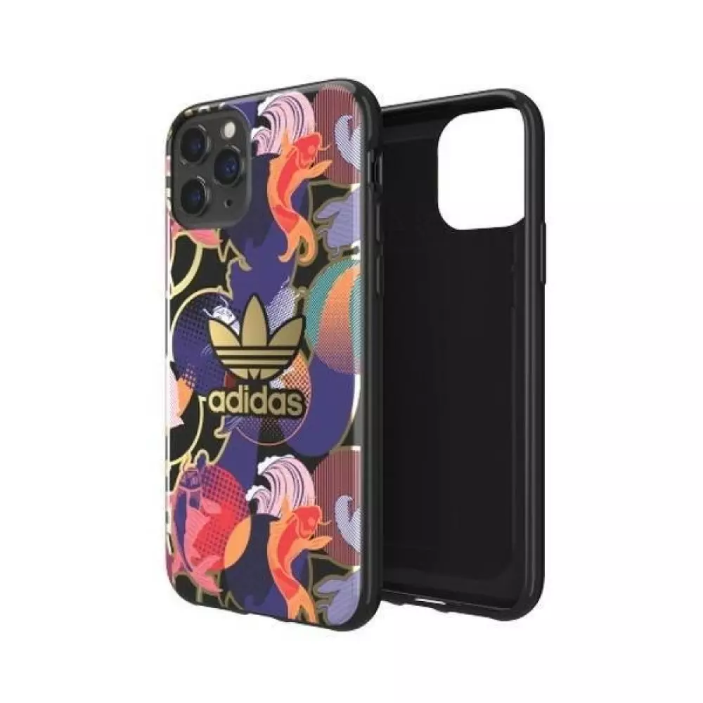 iPhone 12 Pro Max Case Hülle - Adidas starres Gel japanisch inspiriertes Design mit goldenem Logo - Multicolor