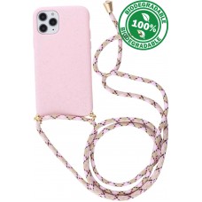 Hülle iPhone 11 Pro - Bio Eco-Friendly Vegan mit Handykette Necklace - Rosa