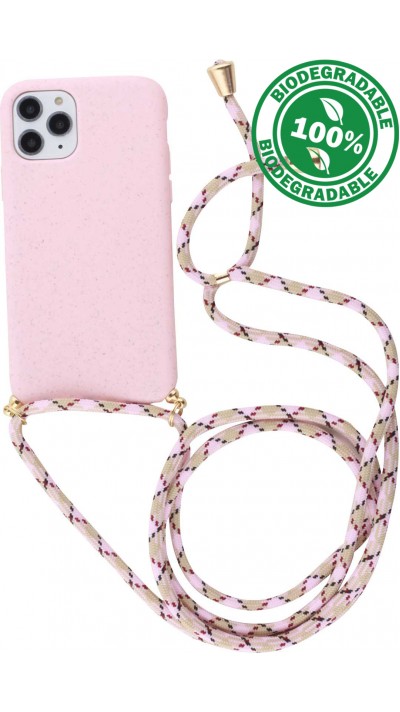 Hülle iPhone 11 Pro Max - Bio Eco-Friendly Vegan mit Handykette Necklace - Rosa