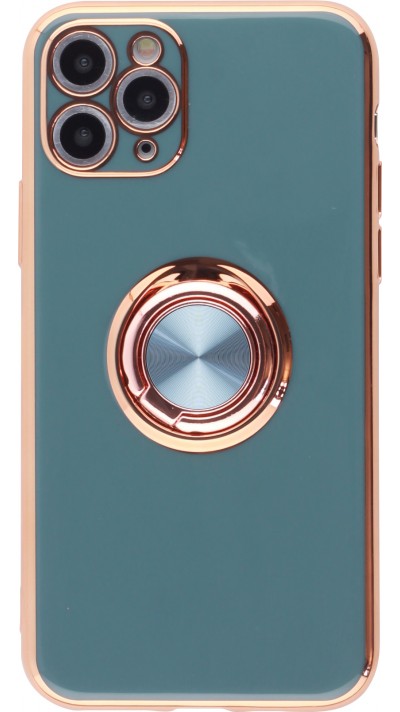 Hülle iPhone 11 Pro Max - Gummi Bronze mit Ring grau grün