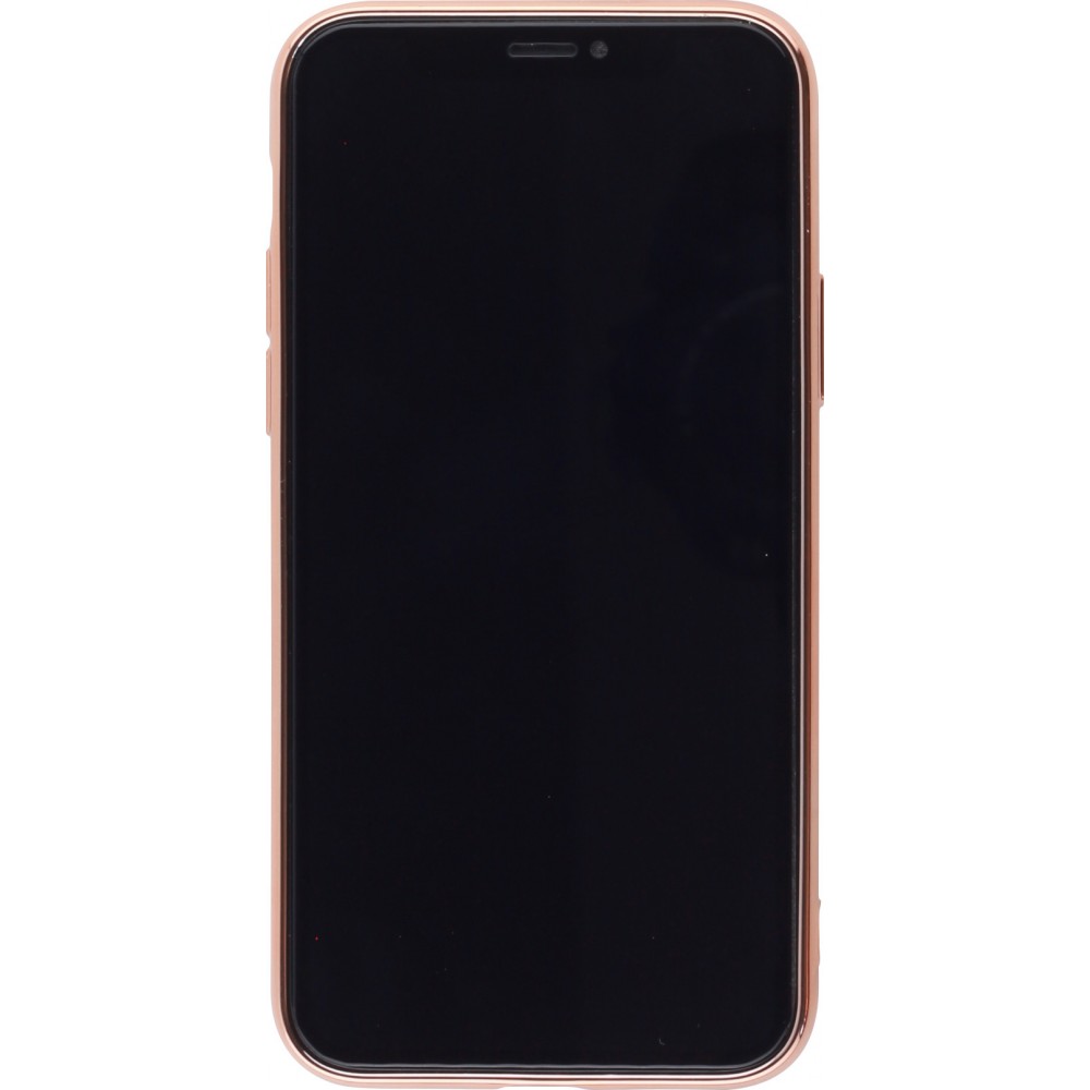 Hülle iPhone 11 Pro Max - Gummi Bronze mit Ring - Dunkelgrün